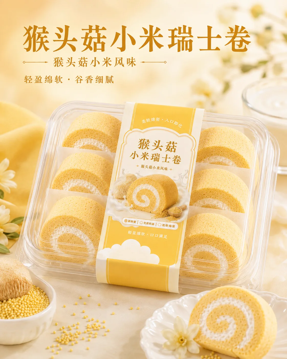 猴头菇小米瑞士卷产品图